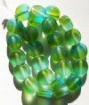 24 10x5mm Two Tone Matte Aqua & Green Disk Beads